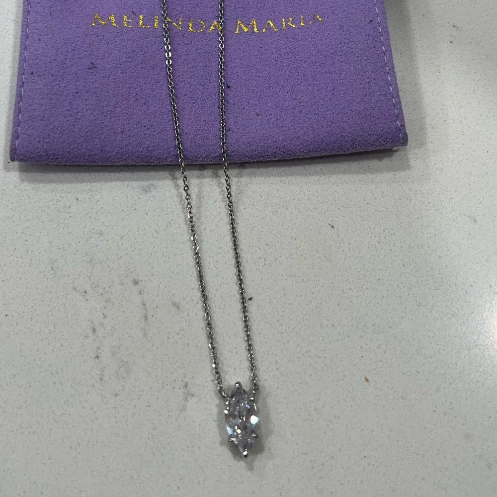 Melinda Maria Silver Monarch Marquis Necklace.